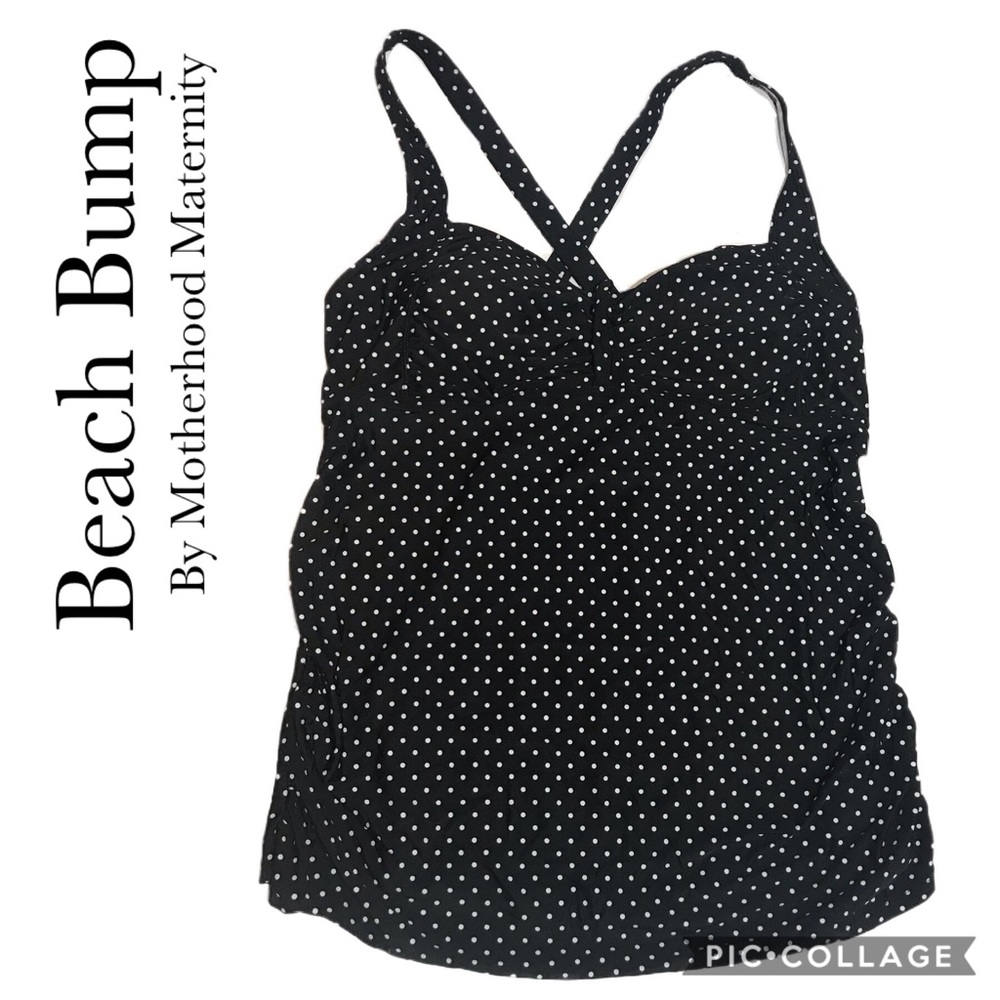 Beach Bump Maternity tankini top polka dot